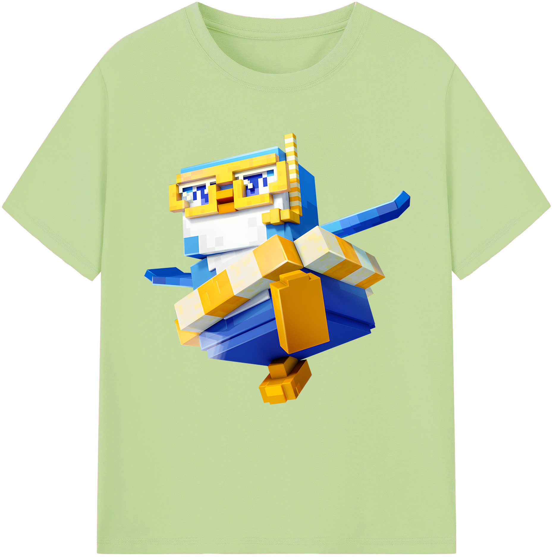 （画像用） マインクラフト ブロックの世界 Minecraft MC Block world 綿100％半袖Tシャツ（フロントプリント）